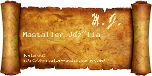 Mastaller Júlia névjegykártya